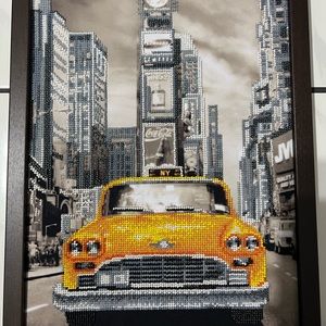 Work Handmade, Beadwork Picture “ New York ”, Framed